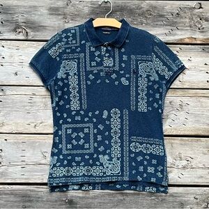 Polo Ralph Lauren The Skinny Polo Bandana Print Women’s Size Large Blue
